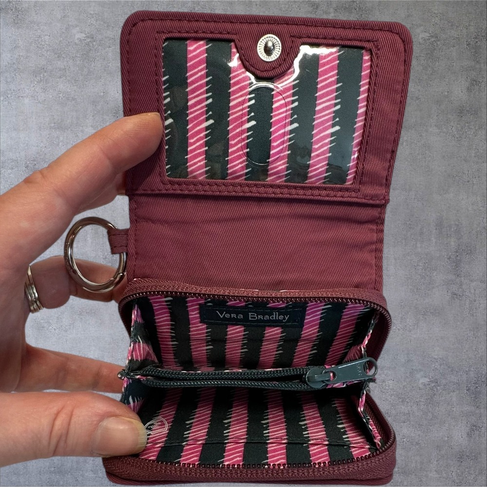 Vera Bradley Performance Twill ID Case Wallet Women Small Burgundy - Picture 7 of 10